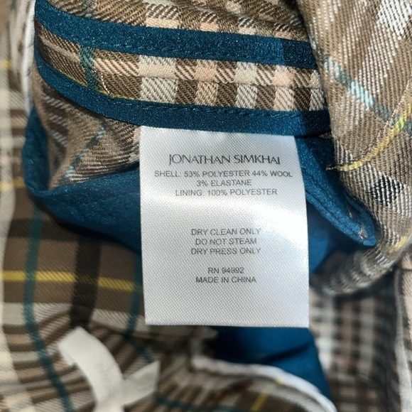 Jonathan Simkhai Belted Plaid Trouser Pants Wool
Blend Ochre 6 - Picture 11 of 11